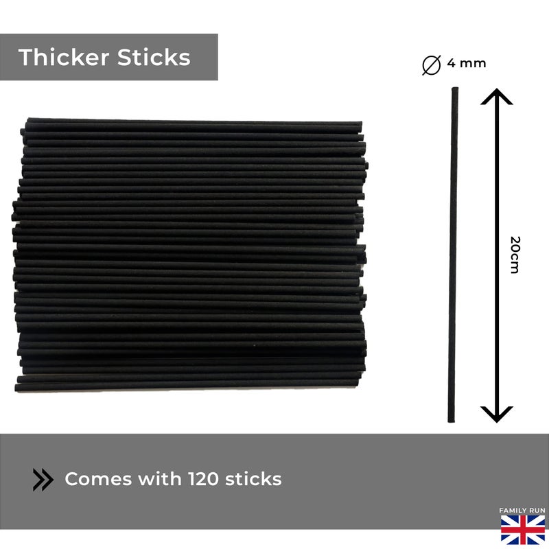 Ziffs HomeÂ® 120pcs Black Fibre Reed Diffuser Sticks - 20cm/7.87in x 4mm/0.16in - Thick Reeds Sticks - Fibre Reeds for Diffusers - Image 2